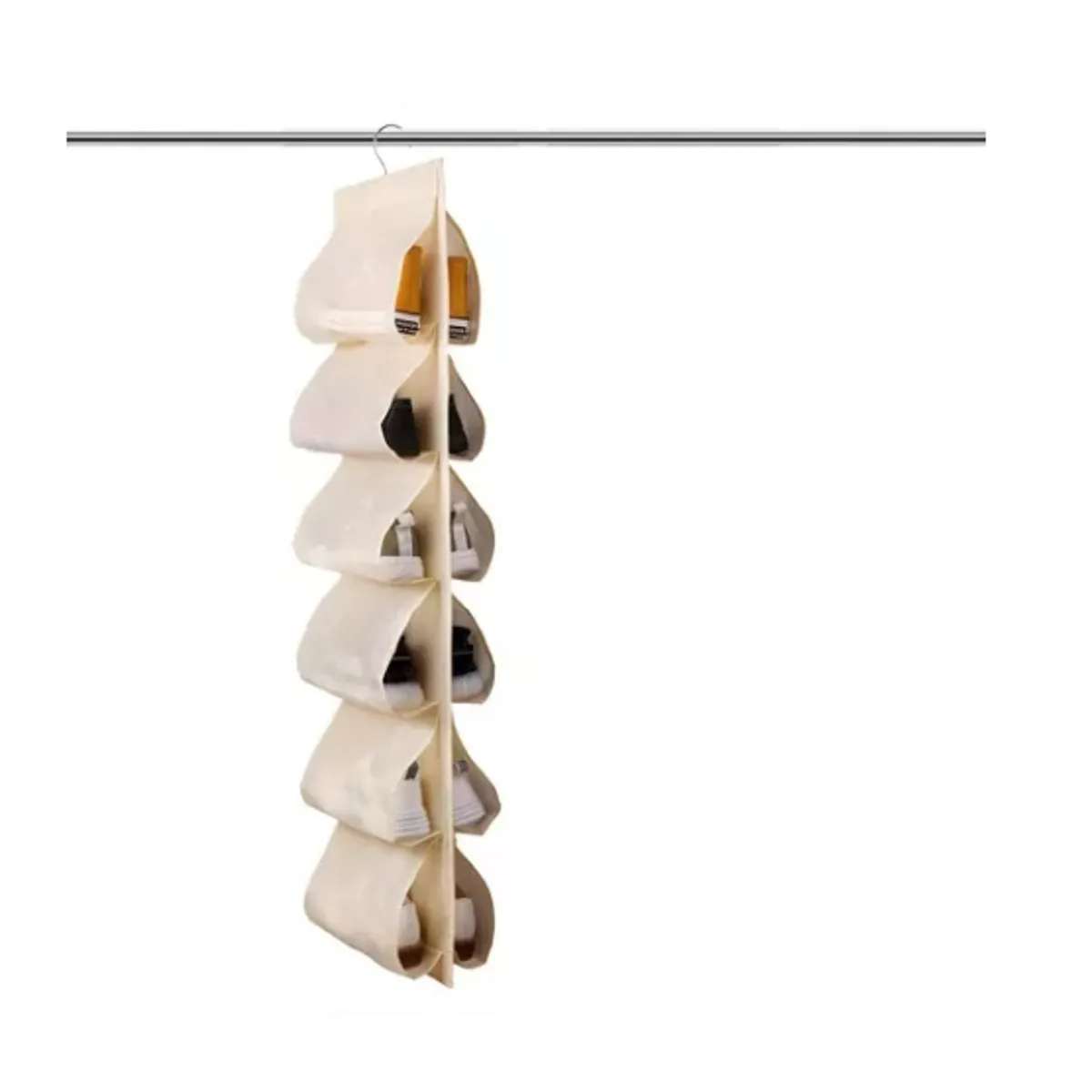 ESHOPANGIE - Organizador De Zapatos Zapatillas 6 Compartimentos Tela Beige