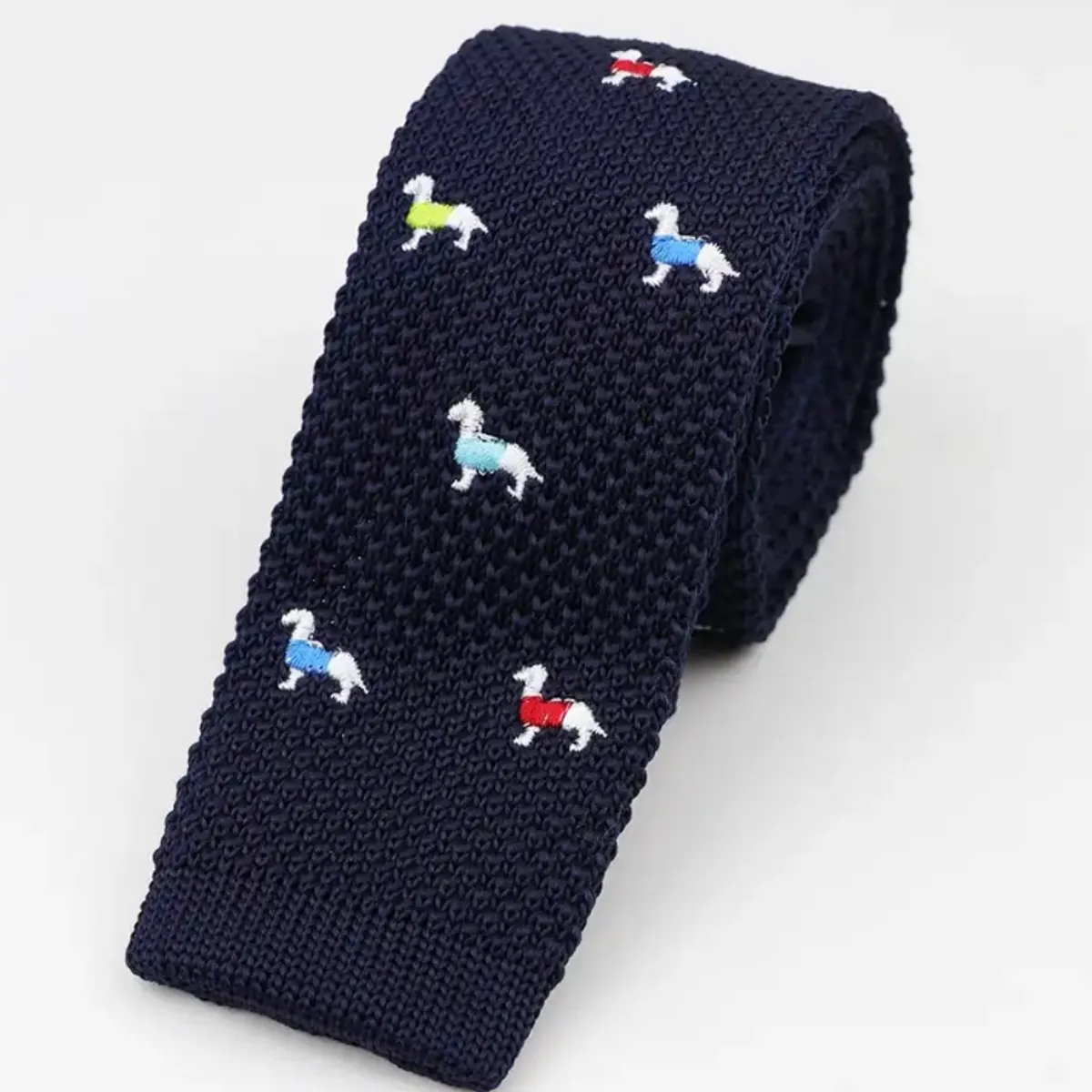 A - Corbata Vintage Tejida Con Diseño de Perritos