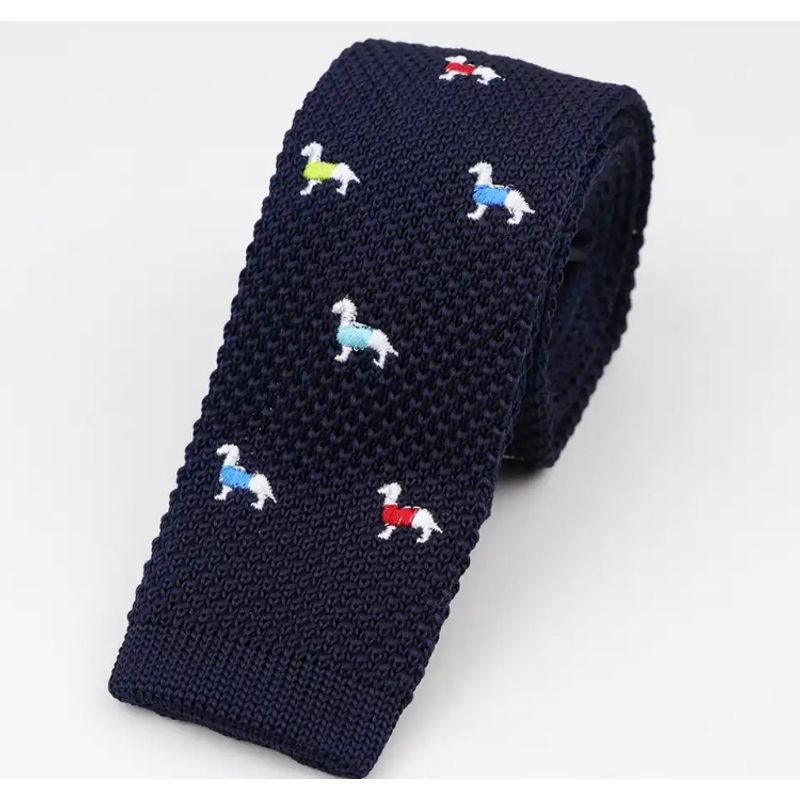 A - Corbata Vintage Tejida Con Diseño de Perritos