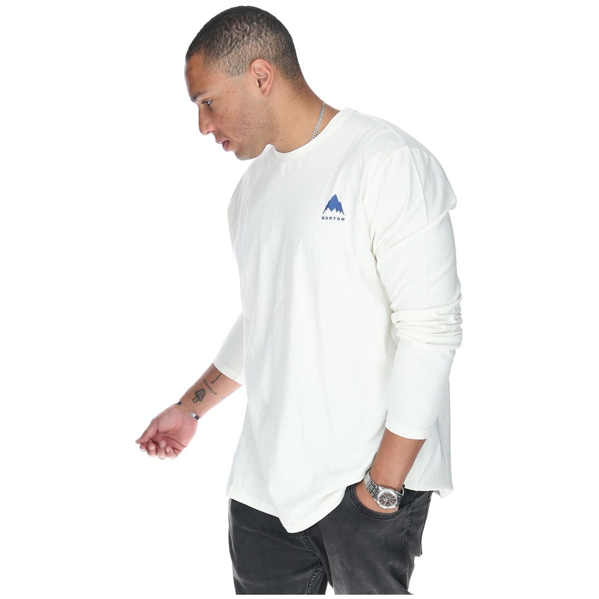 BURTON - Polera M/L Hombre Side Patterns Blanco BURTON