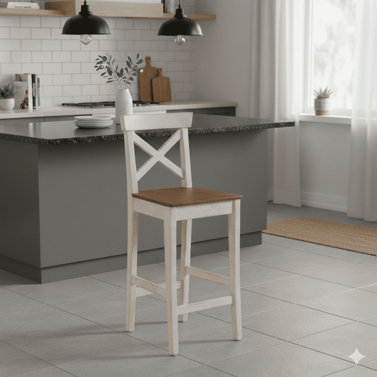 MUEBLES NATIVA - Taburete Cruz 43x 40 x 110