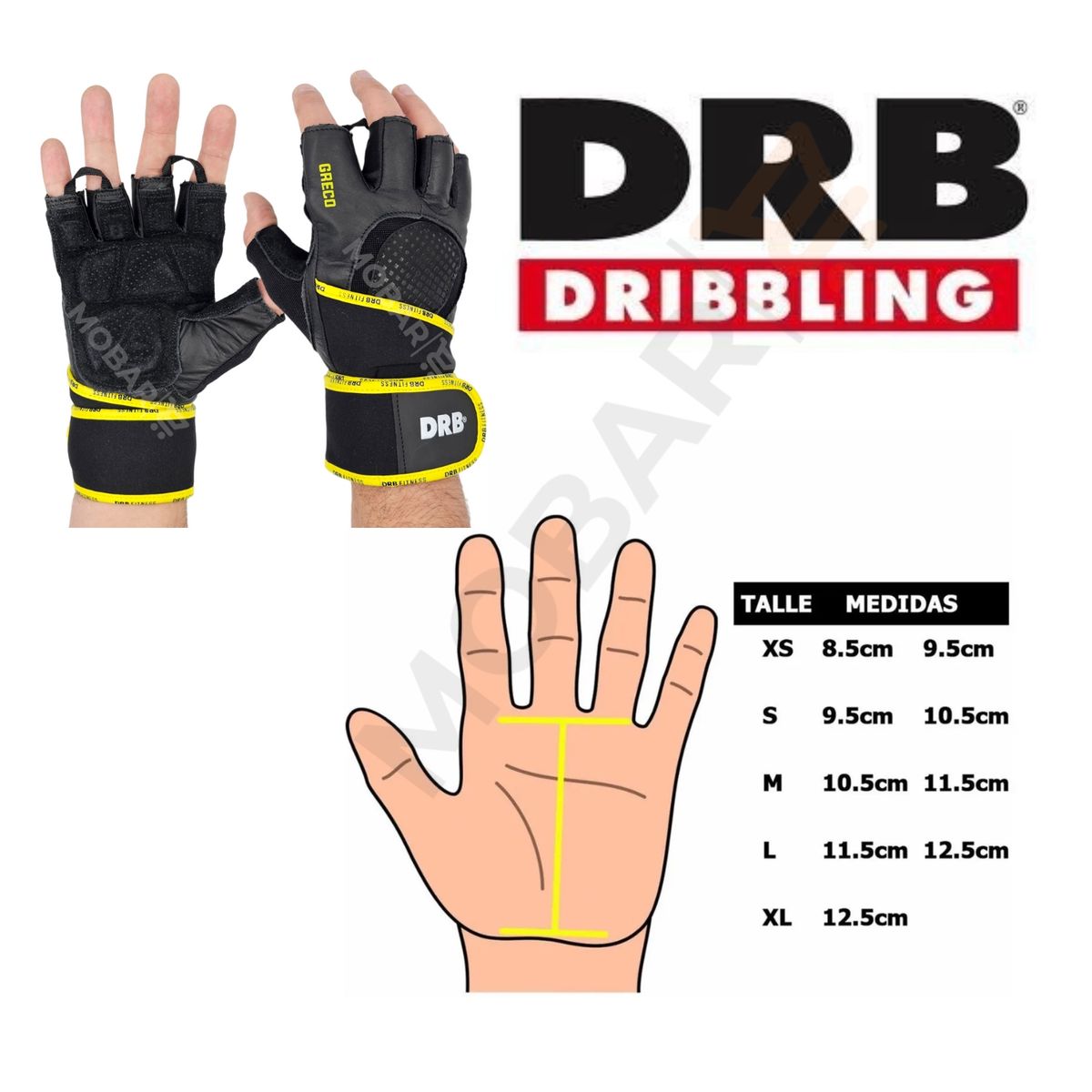 DRB - Guantes Gym Entrenamiento Pesas Gimnasio DRB Greco Cuero S-M-L-XL