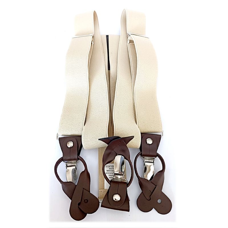 LUCIA CORBATAS - Suspensor hombre elastico color crema doble Luciacorbatas