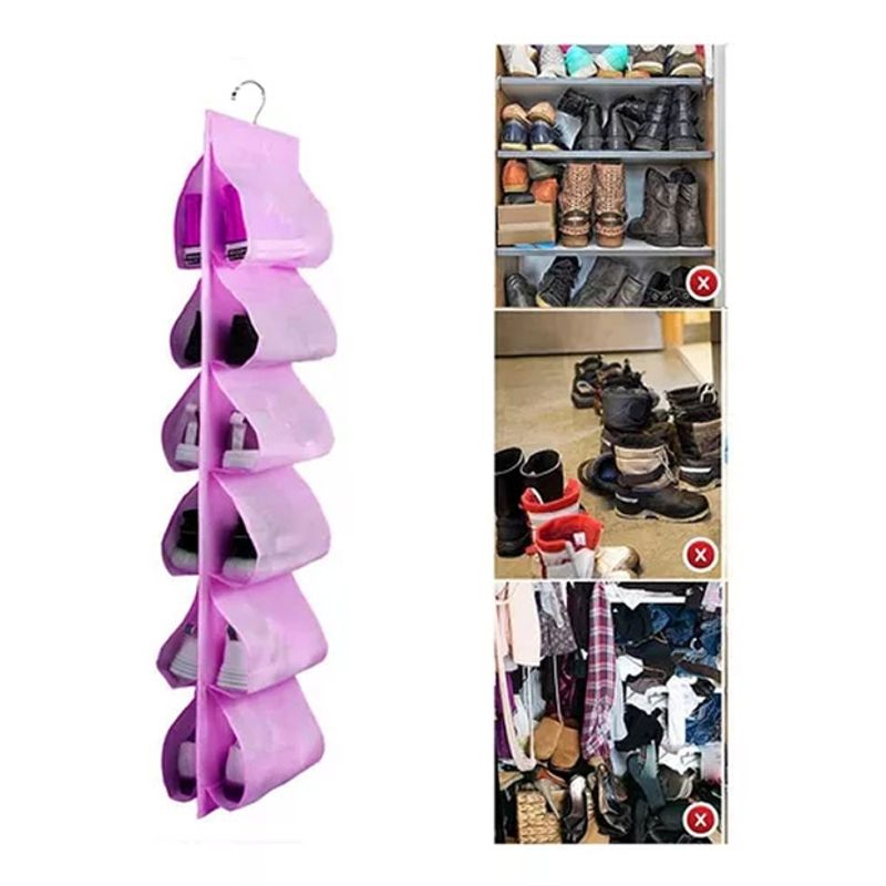ESHOPANGIE - Organizador De Zapatos Zapatillas 6 Compartimentos Tela Rosado