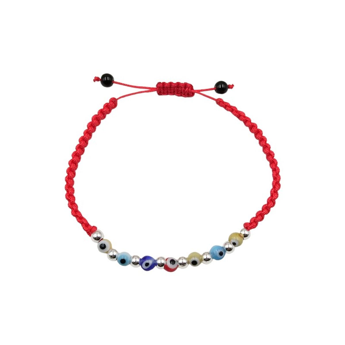 COGGIOLA - Pulsera Ojos Turcos Colores Cordón Rojo