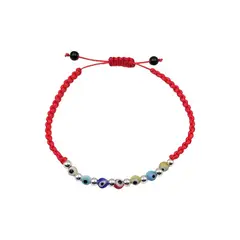 ANDREA COGGIOLA JOYAS - Pulsera Ojos Turcos Colores Cordón Rojo