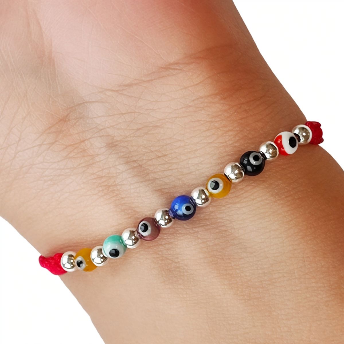 COGGIOLA - Pulsera Ojos Turcos Colores Cordón Rojo