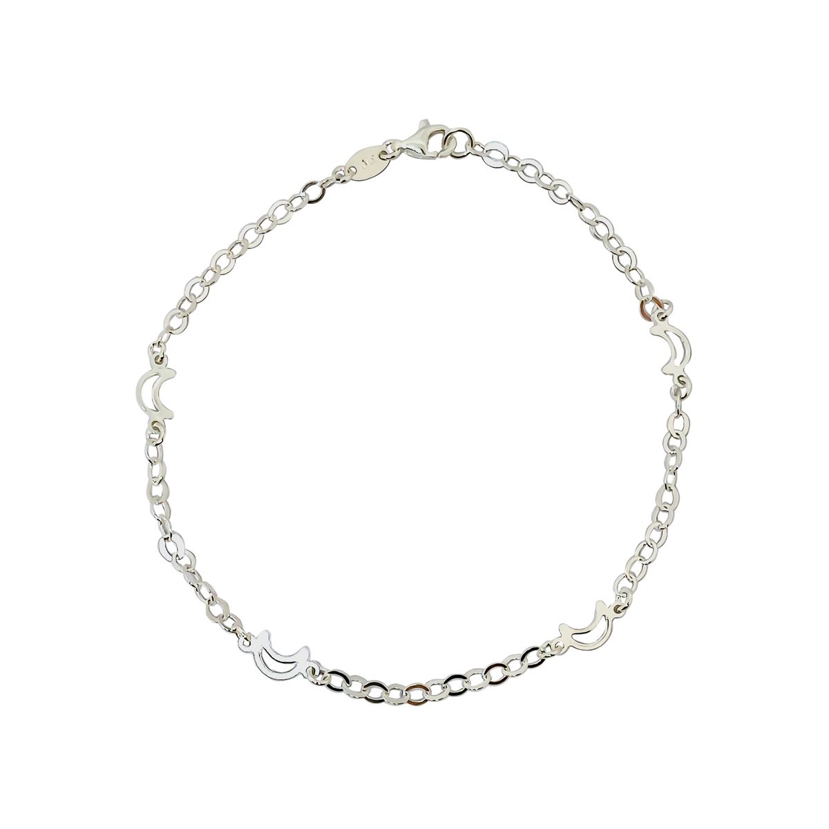COGGIOLA - Tobillera Lunas Cadena Plata Fina 925