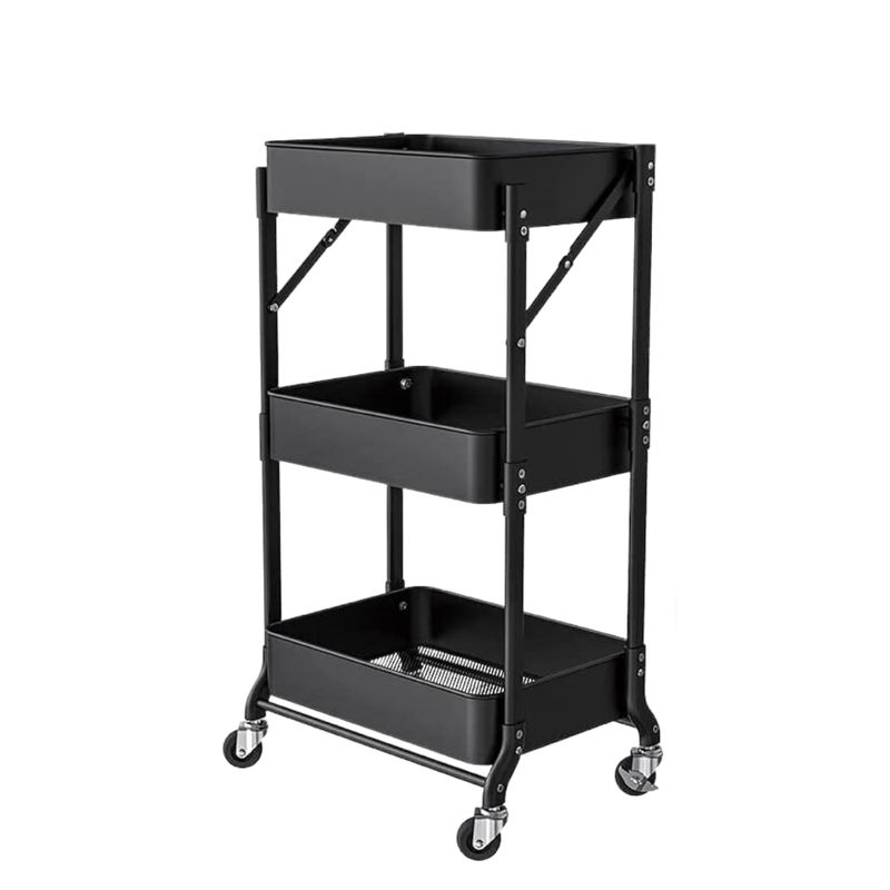 SANTU HOME & DECO - Carro Organizador Plegable Multiuso 3 Niveles Negro