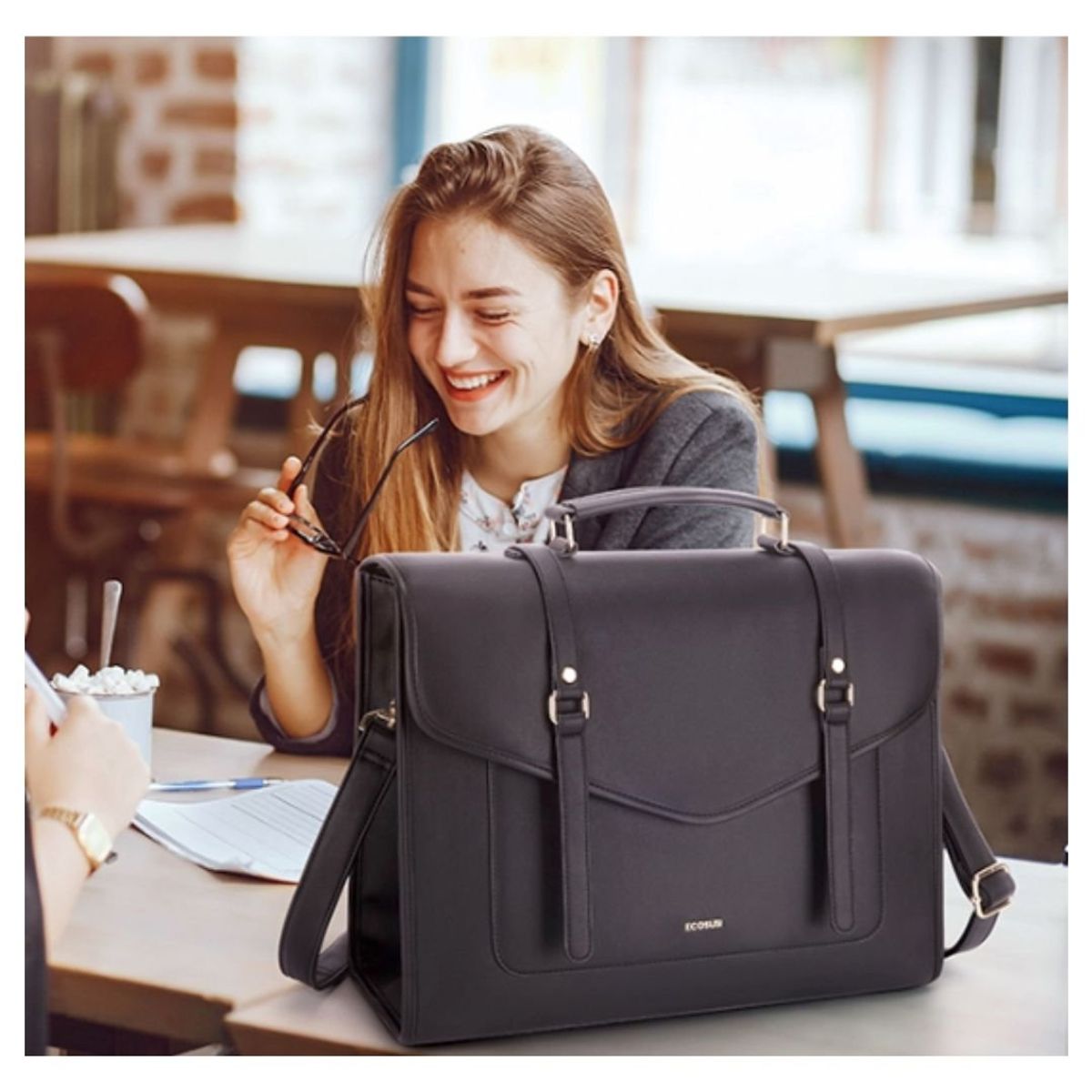 ECOSUSI - Ecosusi - Maletín Vintage Vegano Myosotis para notebook de 15.6"