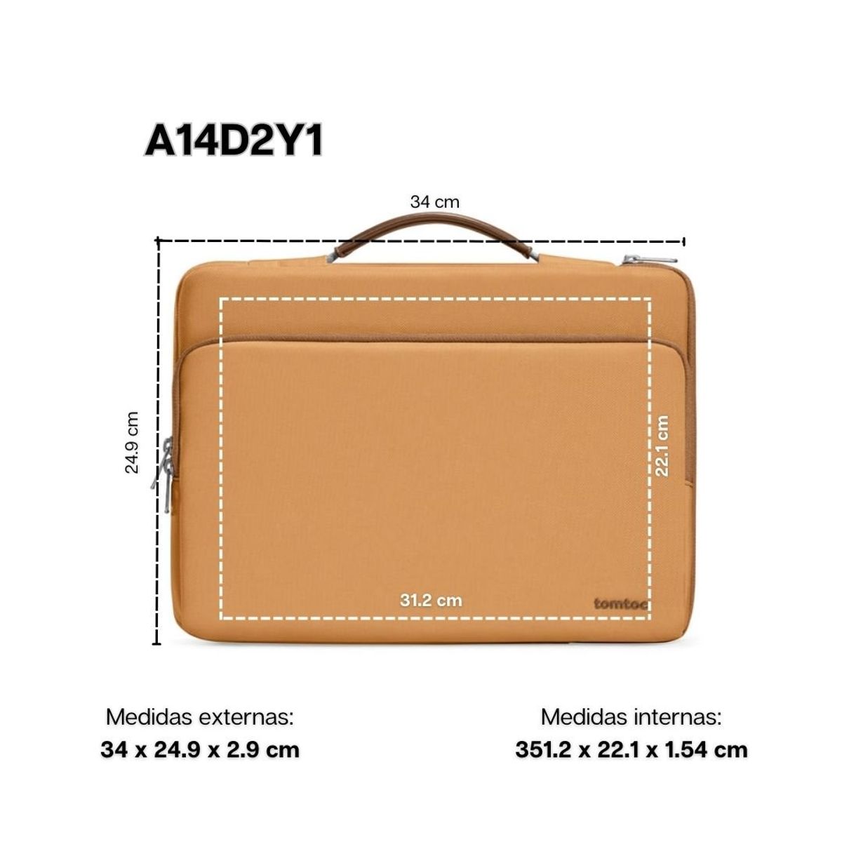 TOMTOC - Tomtoc Maletín A14 para Notebook/Macbook Pro hasta 14" - Naranja