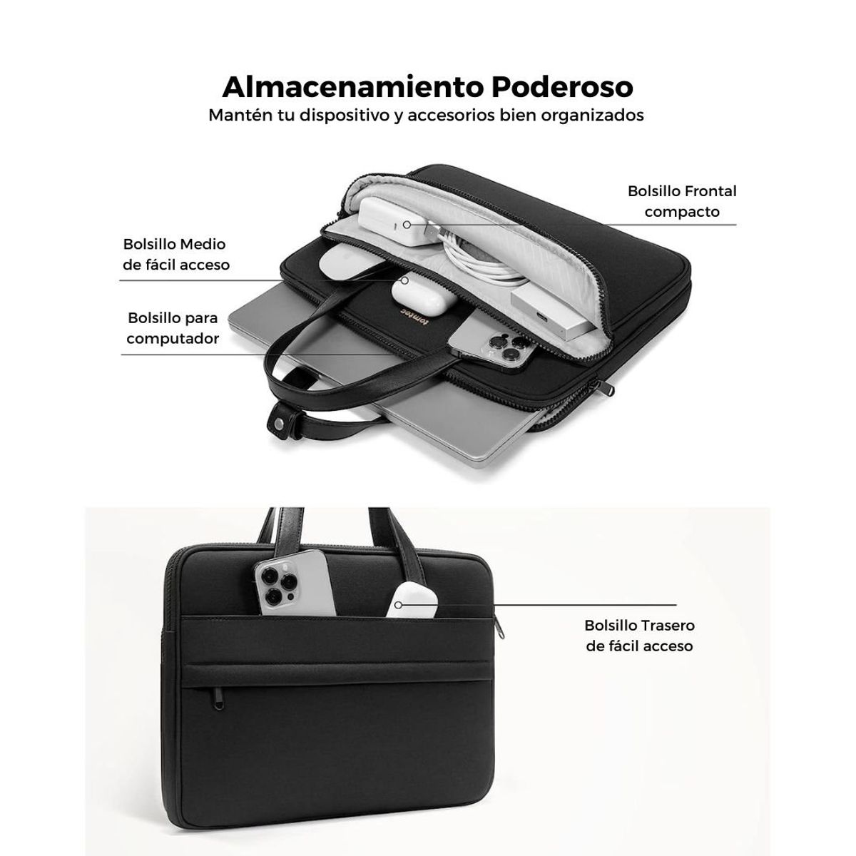 TOMTOC - Tomtoc Bolso de Hombro Versatile-A12 MacBook Pro 14 M3M2M1 - Negro