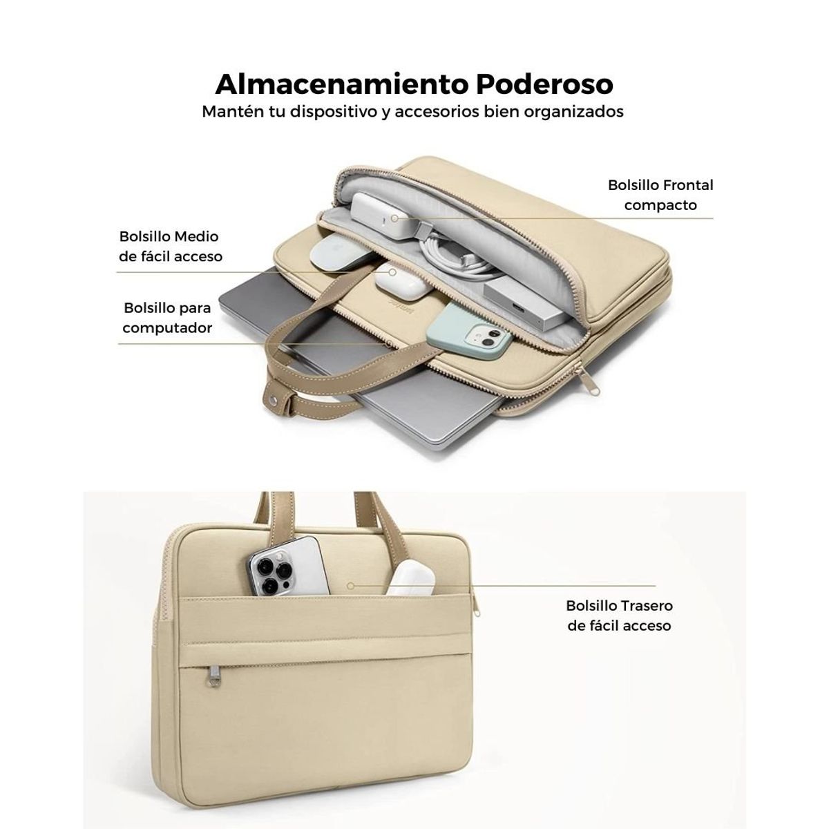 TOMTOC - Tomtoc Bolso de Hombro Versatile-A12 MacBook Pro 14 M3M2M1 - Beige