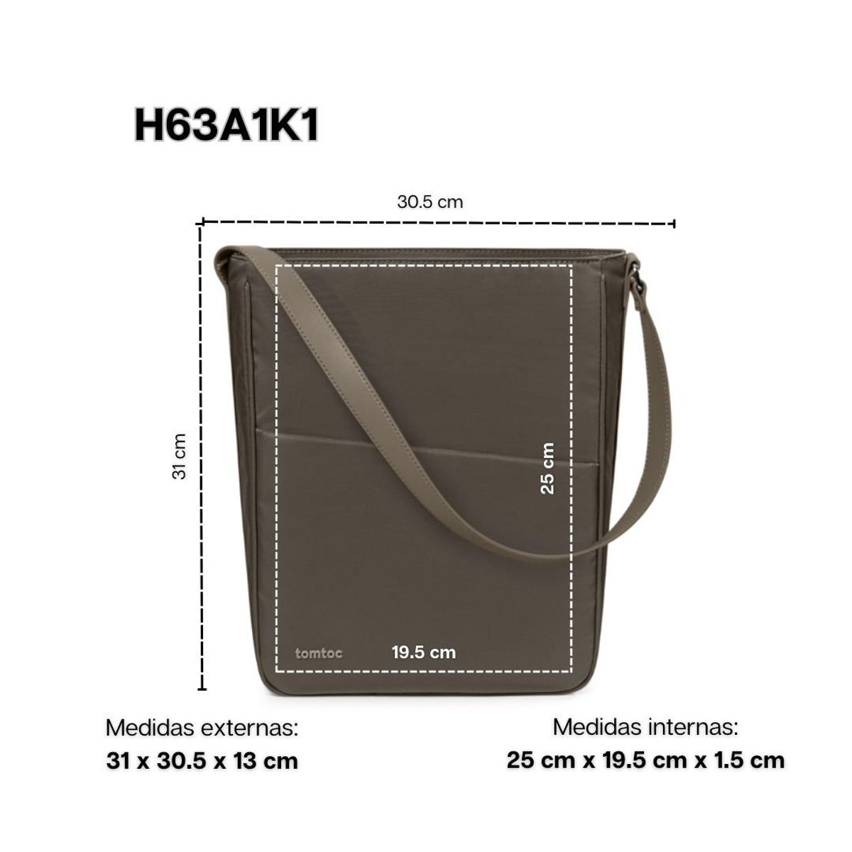 TOMTOC - Tomtoc Mochila/Bolso de Hombro SLASH H63 para 11" - Marrón