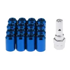 GENERICO - 16 Tuercas de seguridad para llantas 12mmx1.50 AZULES