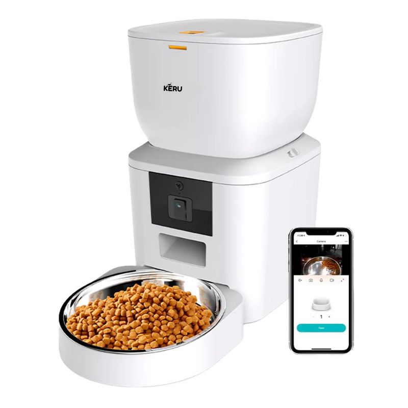 KERU - Dispensador Comedero Automático - Wifi Con Camara - Blanco