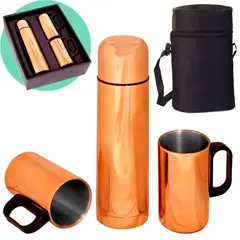 GENERICO - Set termo con tazas línea cobre