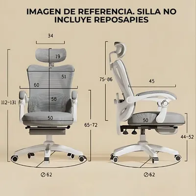 Imagen 2 del producto Silla Ergonómica Moderna para Oficina en casa T18 Blanco