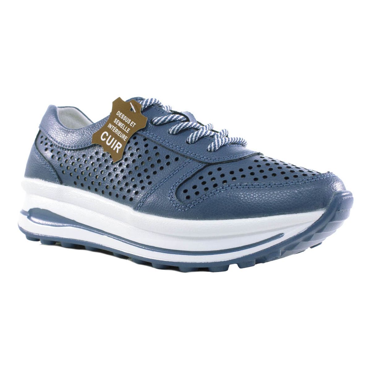 MAILEA - Zapatilla perforado de cuero para mujer jeans