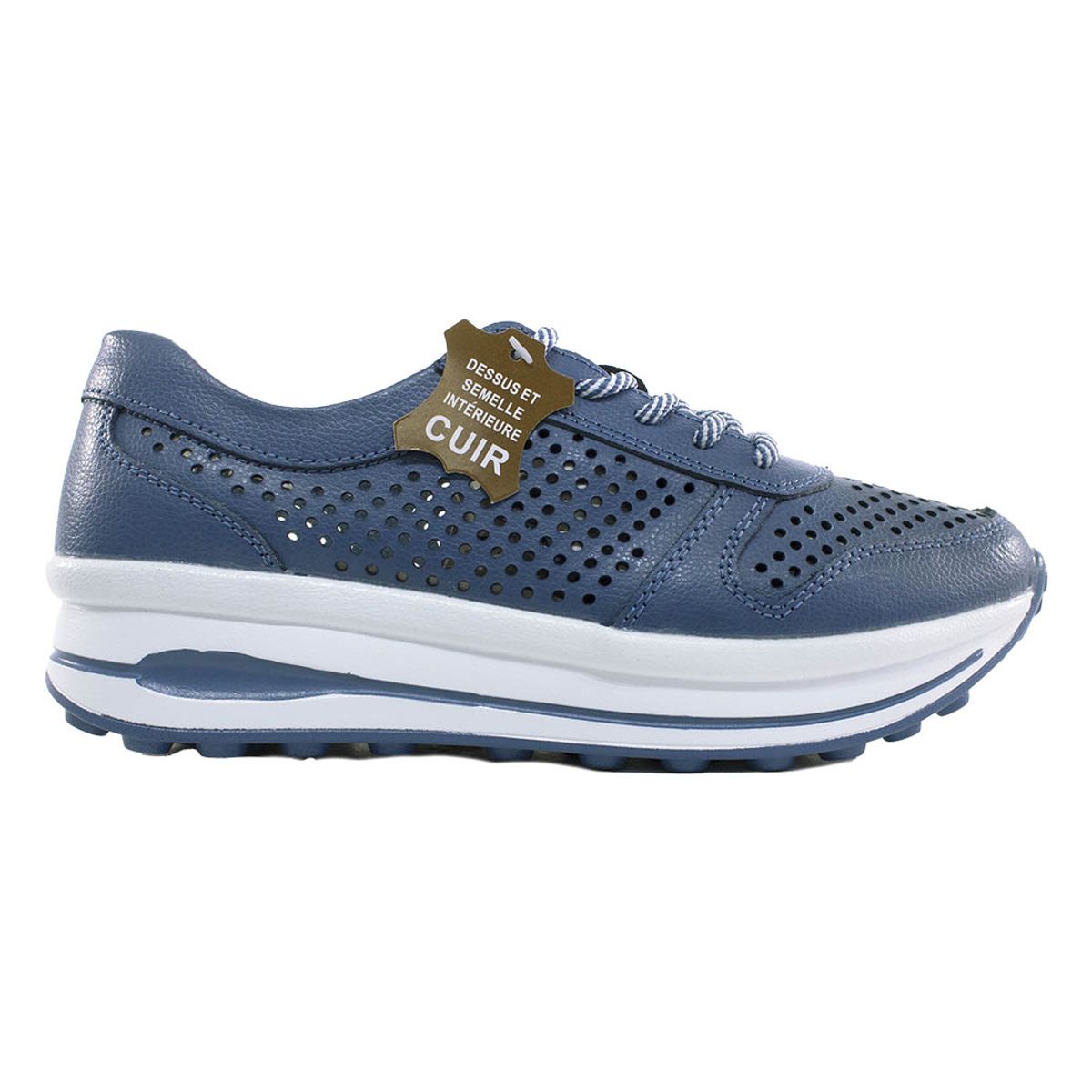 MAILEA - Zapatilla perforado de cuero para mujer jeans