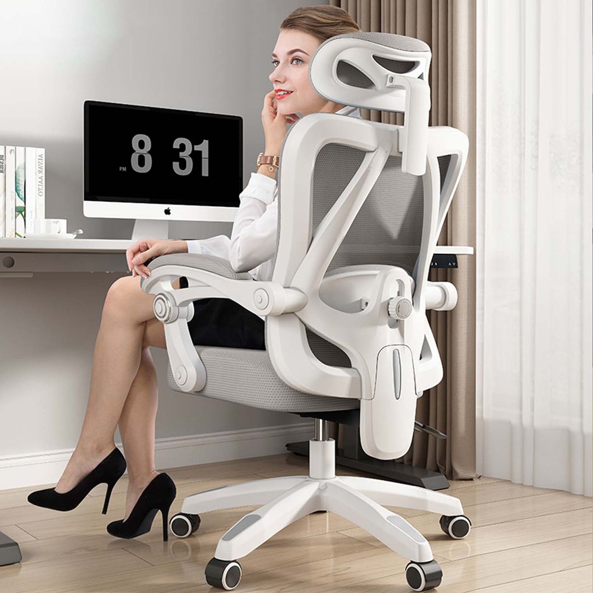 CRUSEC - Silla Ergonómica Moderna para Oficina en casa T18 Negro