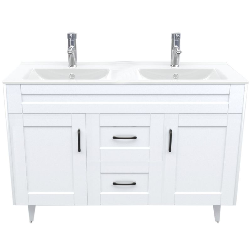 DOMSA - Kit Mueble Vanitorio Doble Deluxe Domsa 120SK Blanco PD 120x47x80cm
