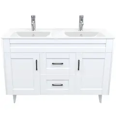 DOMSA - Kit Mueble Vanitorio Doble Deluxe 120SK Blanco PD 120x47x80cm