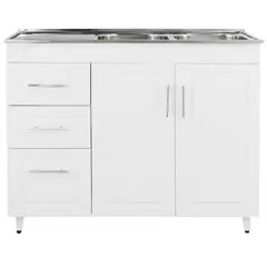 DOMSA - Kit Mueble Lavaplatos Izquierdo PVC-PI-120 Blanco 120x50x90cm