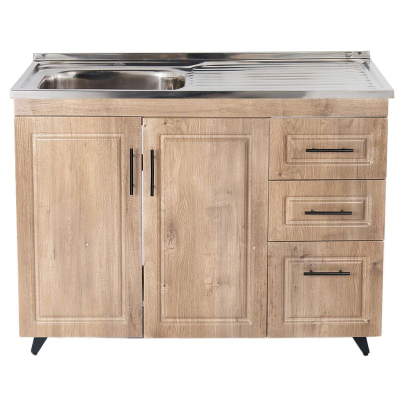 DOMSA - Kit Mueble Lavaplatos Domsa Derecho PVC100WD Nogal 100x50x90cm