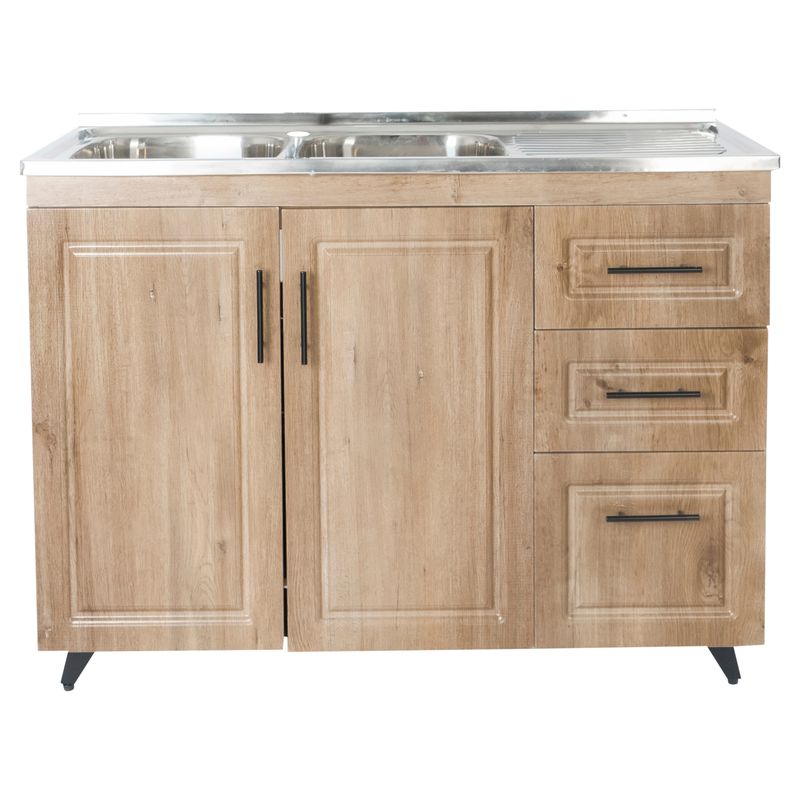 DOMSA - Kit Mueble Lavaplatos Domsa Derecho PVC120WD Nogal 120x50x90cm