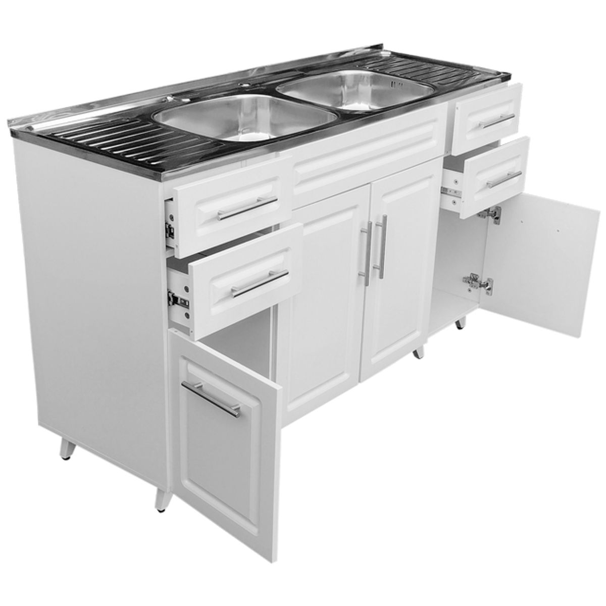 DOMSA - Kit Mueble Lavaplatos Domsa PVC-P150 Blanco 150x50x90cm…