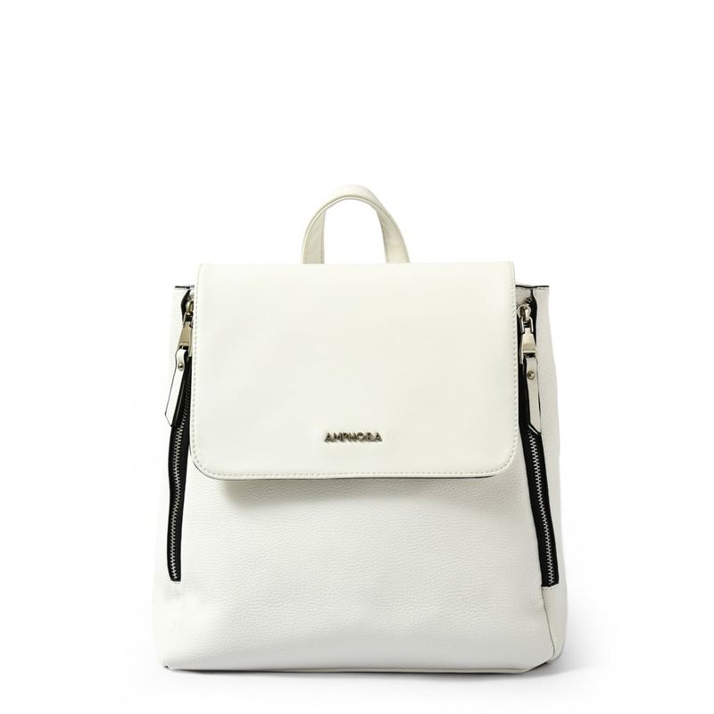 AMPHORA - Mochila Con Tapa Grande Neferet Blanco