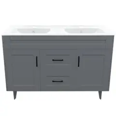 DOMSA - Kit Mueble Vanitorio Doble Deluxe 120SK Gris PD 120x47x80cm