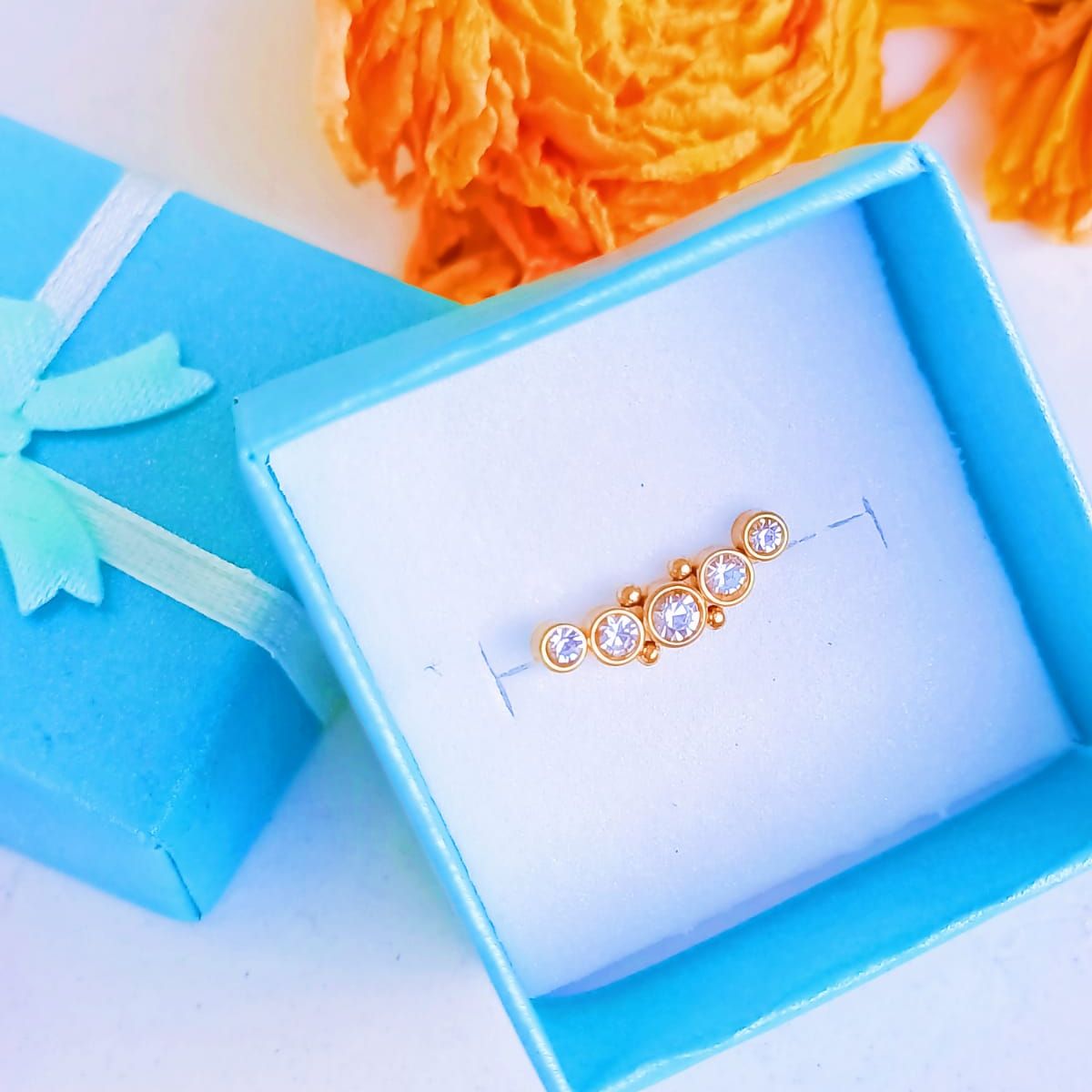 ELBAULDEJUMA - Piercing Oreja Tragus Conch Zircon Chapado En Oro 18k Unidad