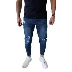 MOSAICO - Jeans Destroyed Súper Slim Fit Azul Oscuro