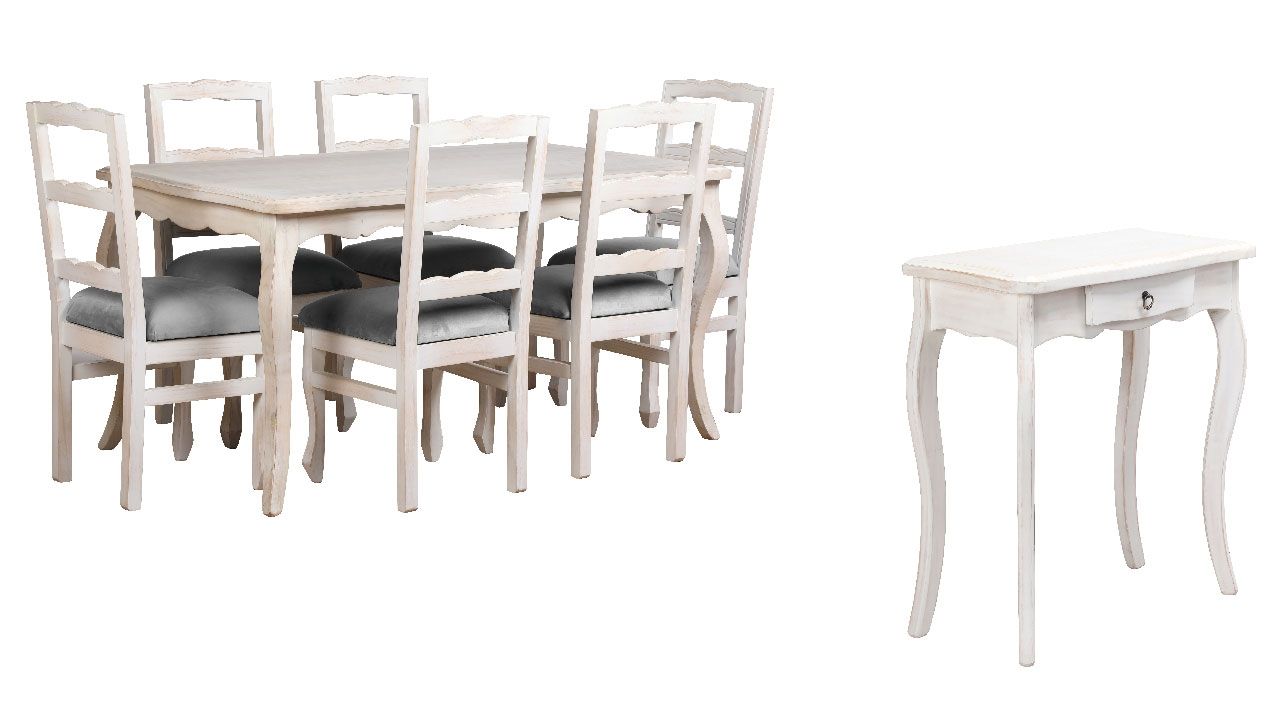 Combo Comedor 90x160 Tapizado gris Mesa de Arrimo