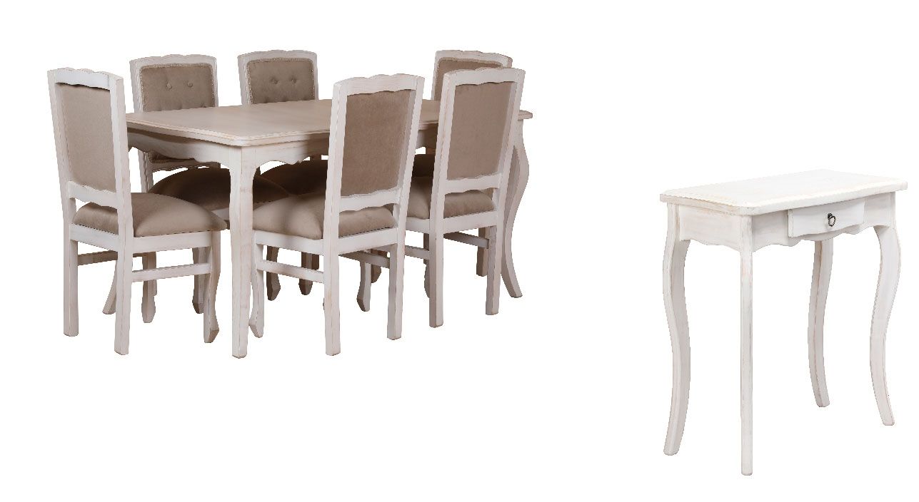 Combo Comedor 90x160 Respaldo Tapizado beige Mesa de Arrimo