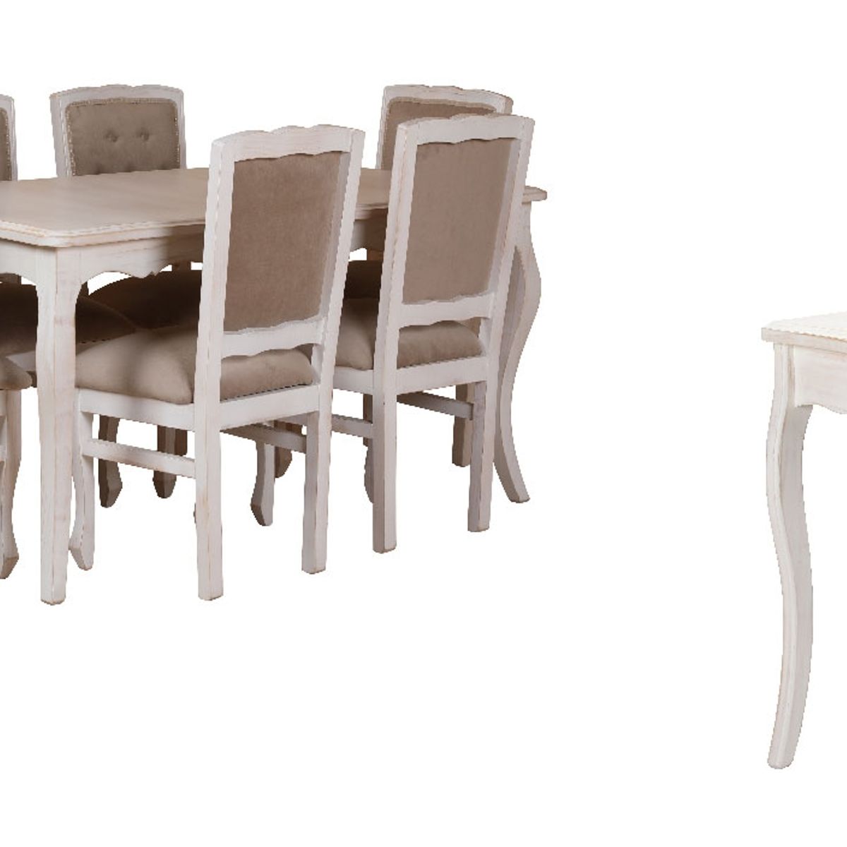MUEBLES NATIVA - Combo Comedor 90x160 Respaldo Tapizado beige  Mesa de Arrimo