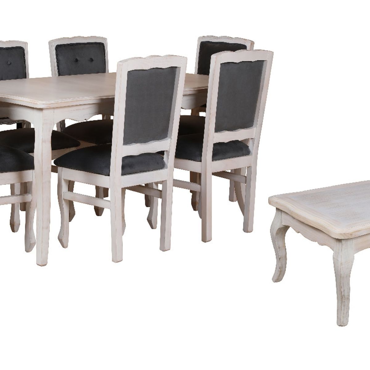 Combo Comedor 90x160 Respaldo Tapizado gris  Mesa de Centro, marca MUEBLES NATIVA - Foto Principal