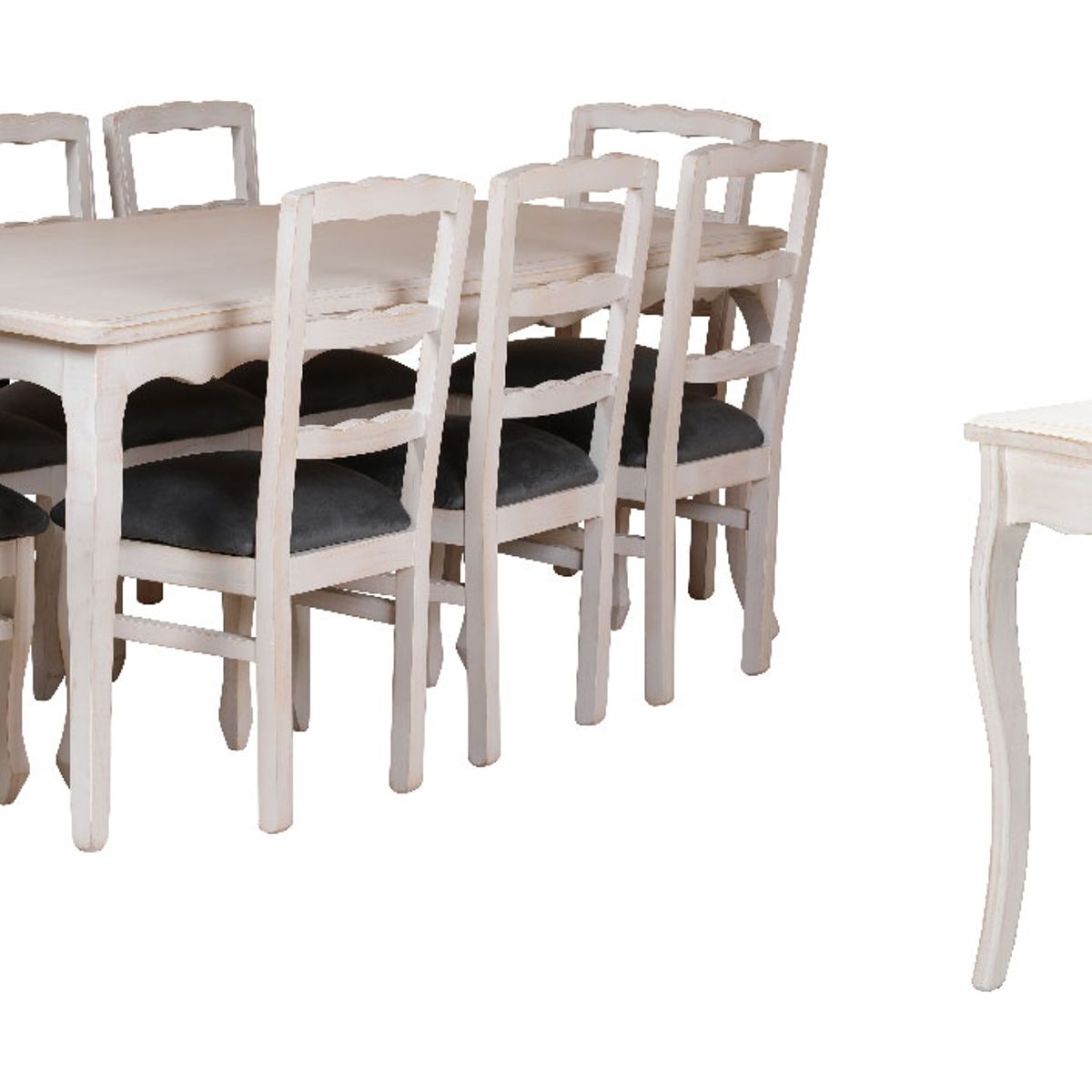MUEBLES NATIVA - Combo Comedor 100x200 Tapizado gris  Mesa de arrimo