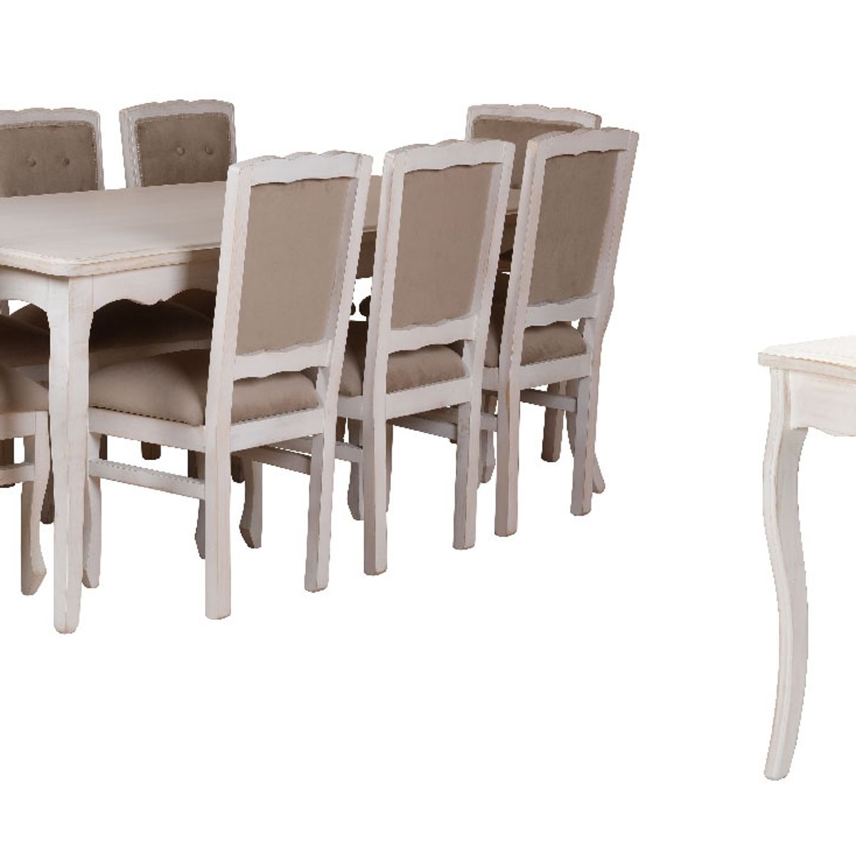 MUEBLES NATIVA - Combo Comedor 100x200 Respaldo Tapizado beige  Mesa de arrimo