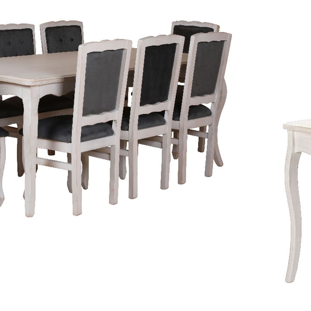 MUEBLES NATIVA - Combo Comedor 100x200 Respaldo Tapizado gris  Mesa de arrimo