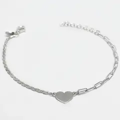 ROSETT - Pulsera mitad tourbillón mitad limada con corazón Plata 925