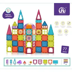 GENERICO - Bloques De Construcción Magnético, Didactico Con 77 Piezas-