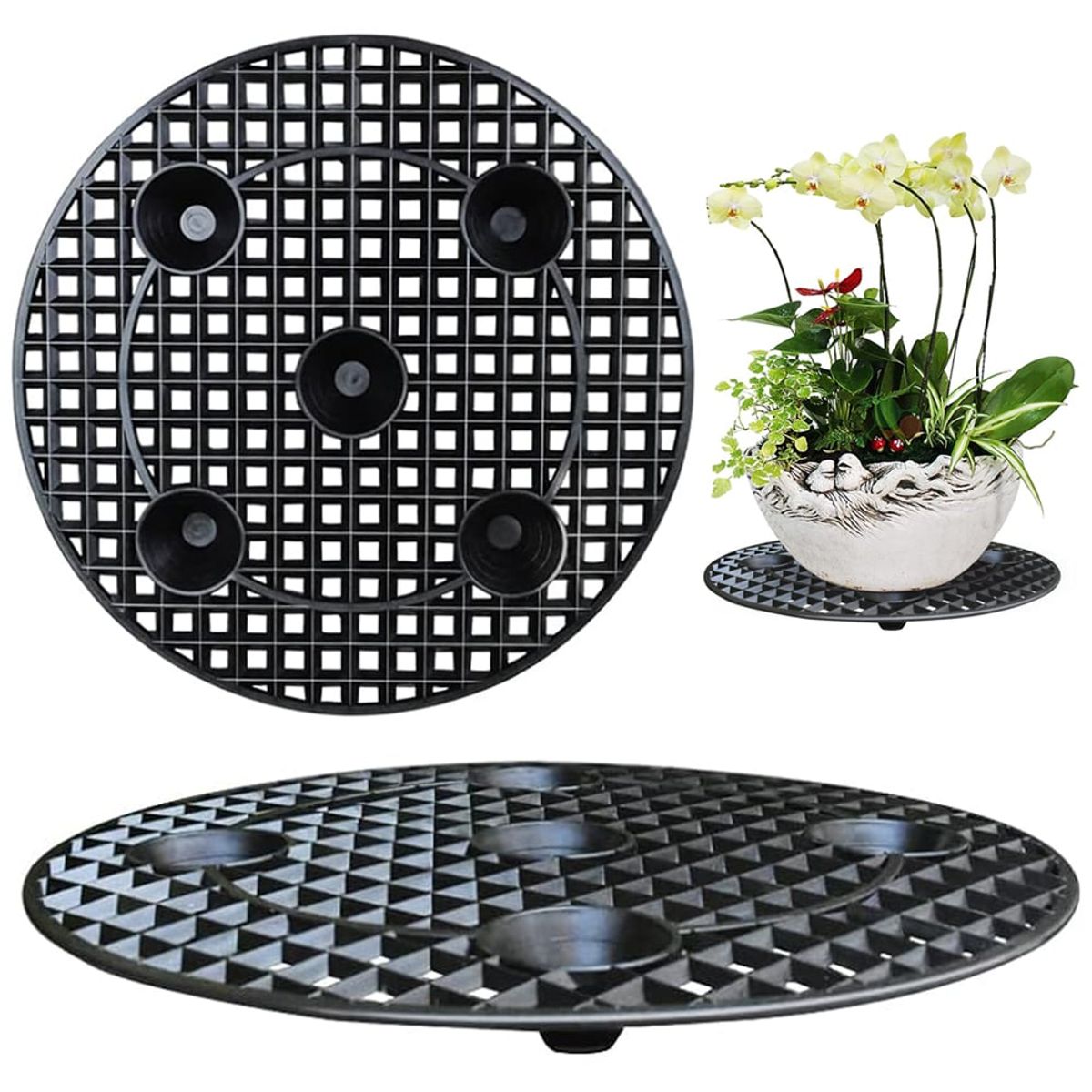 MIABU - Soporte planta macetero elevador hasta 60 KG Pack 3