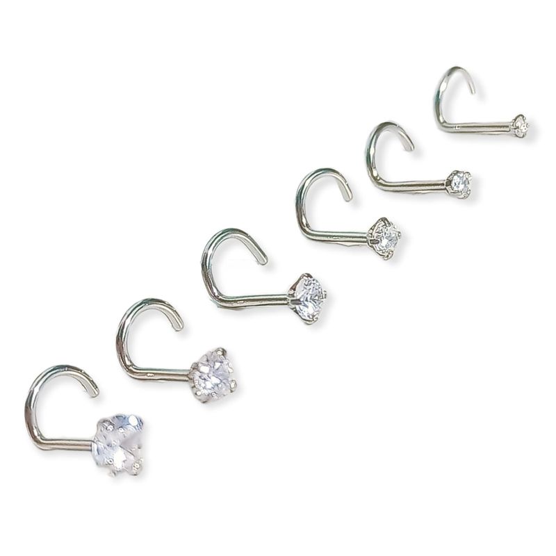 ELBAULDEJUMA - Set De 6 Piercing Pack Nostril Punto De Luz Tipo S Plateado