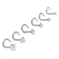 ELBAULDEJUMA - Set De 6 Piercing Pack Nostril Punto De Luz Tipo S Plateado
