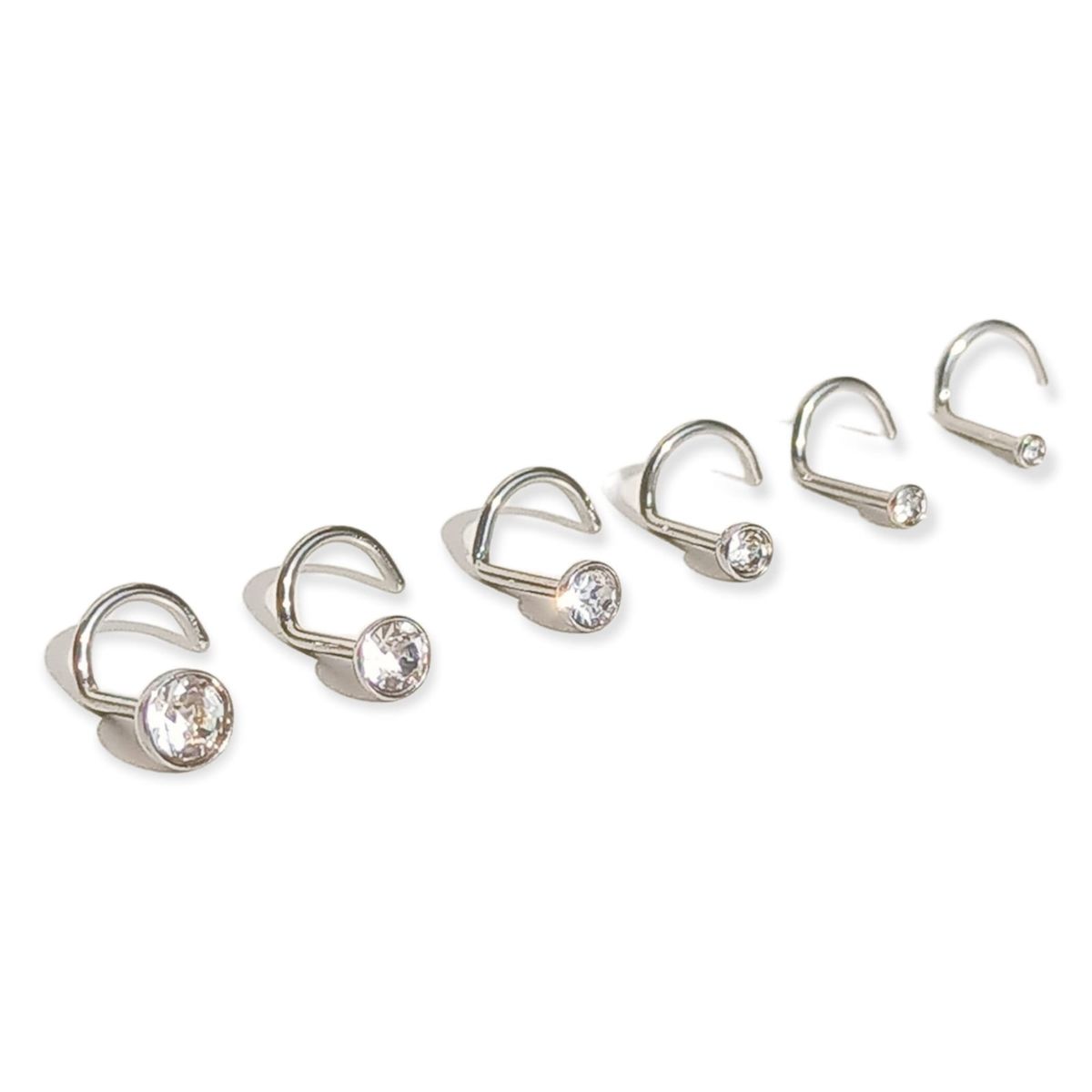 ELBAULDEJUMA - Set De 6 Piercing Pack Nostril Punto De Luz Tipo S Plateado