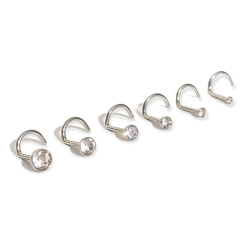ELBAULDEJUMA - Set De 6 Piercing Pack Nostril Punto De Luz Tipo S Plateado