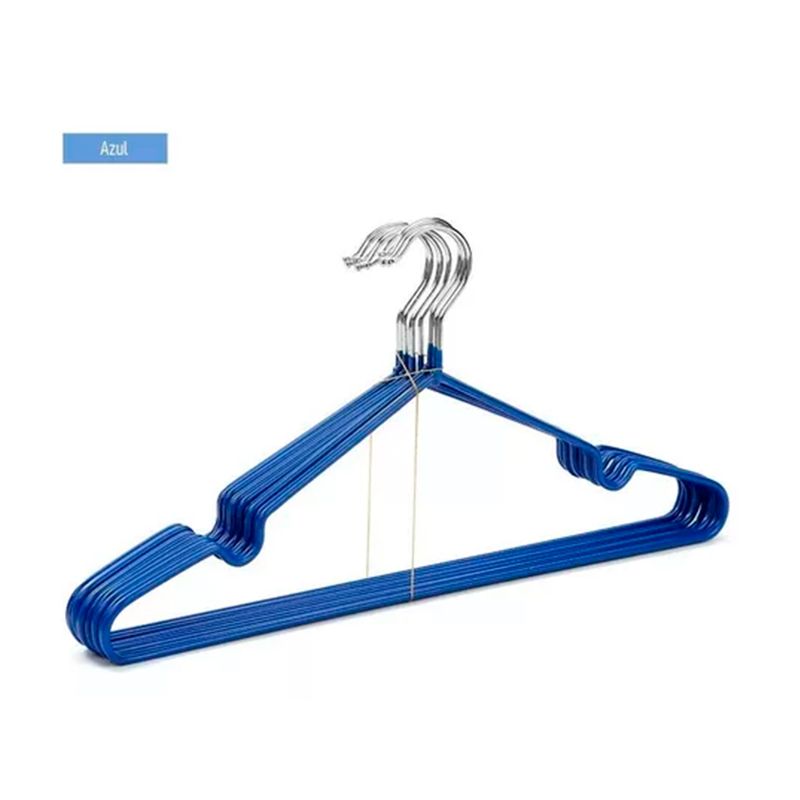 GENERICO - Set 10 Ganchos De Ropa Antideslizante Azul